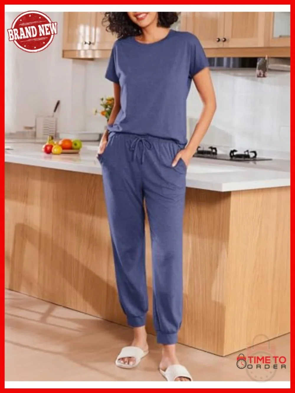 2 Pack Pajama Sets for Women Jogger Pants Short Sleeve Lounge Set Soft